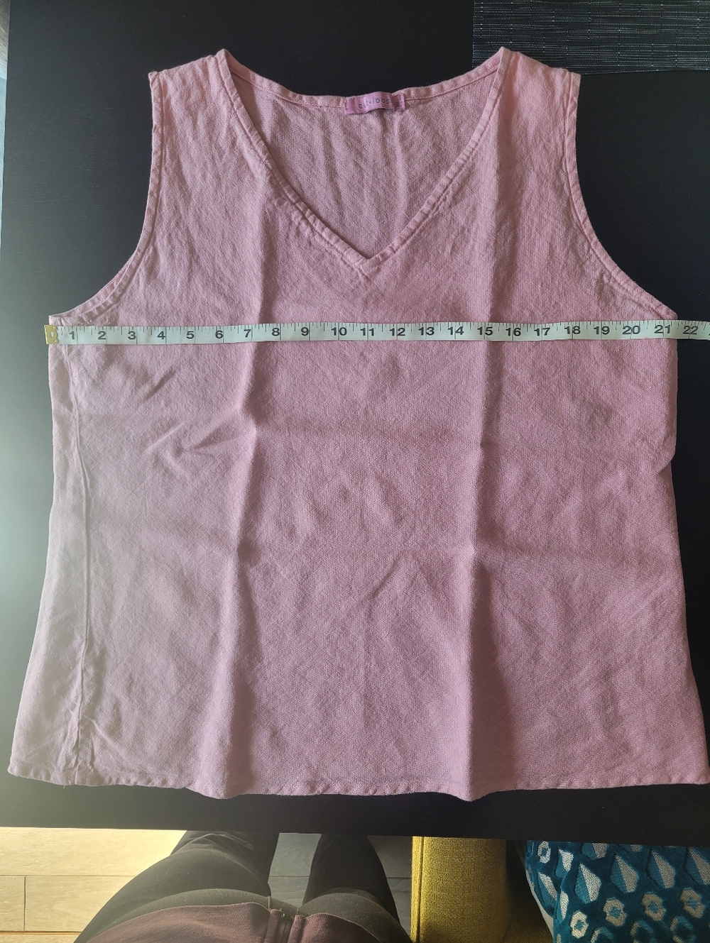 cut loose Pink V-Neck Sleeveless Linen Tank Top 21.5" P2P - Picture 2 of 9
